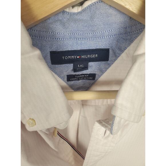 Tommy Hilfiger Women's Size Large Pink & White Stripe Button Down Shirt Preppy - Picture 3 of 6